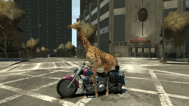 Giraffe riding motorcycle mod